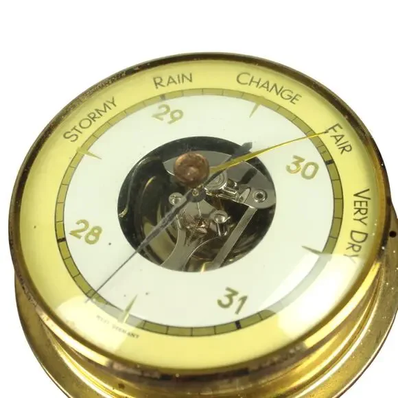 Vintage Broadway Brass Barometer West Germany Weather Instrument Wall Hanging - Picture 6 of 12